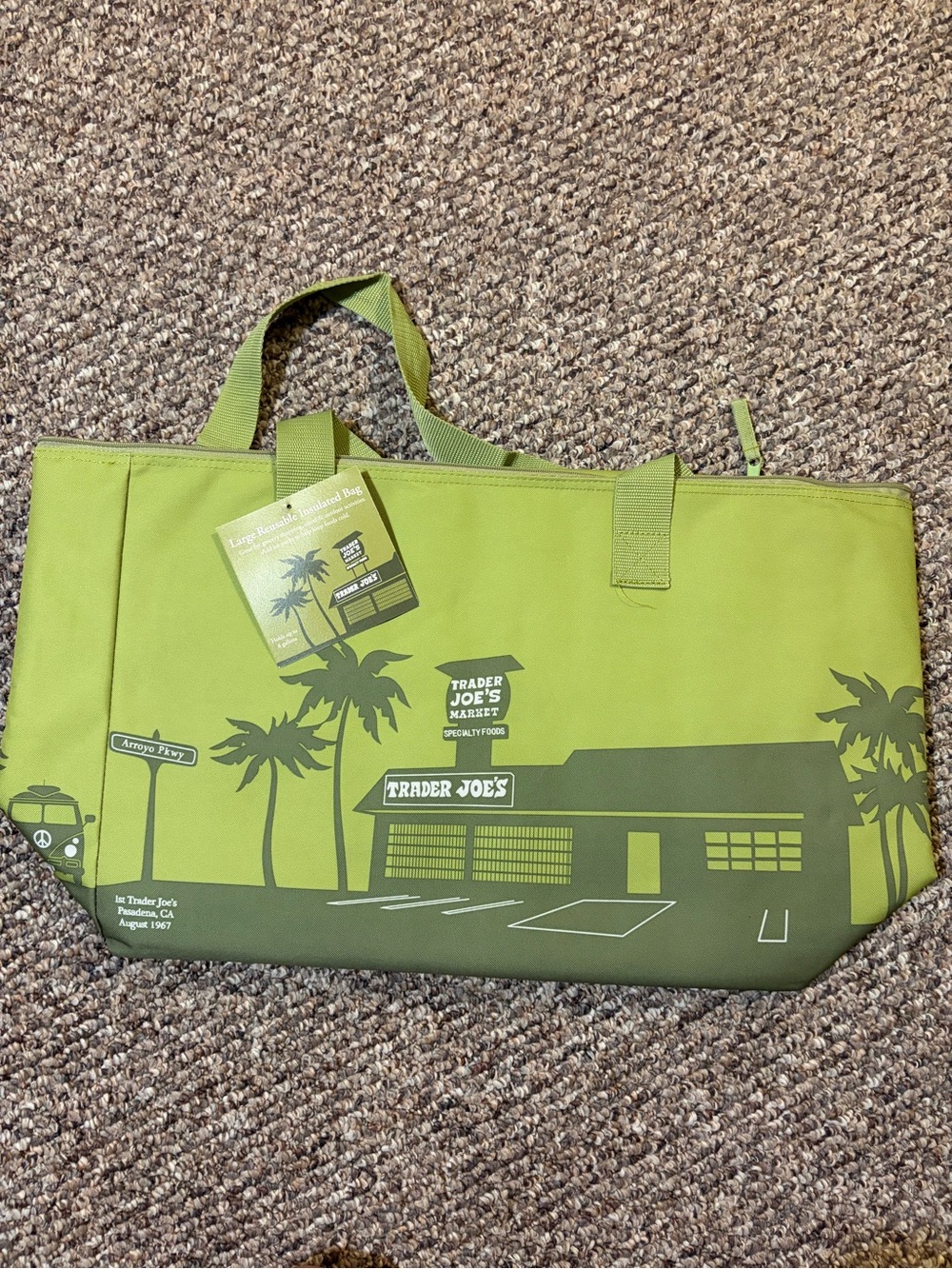 Trader Joe's Olive Green large insulated cooler bag